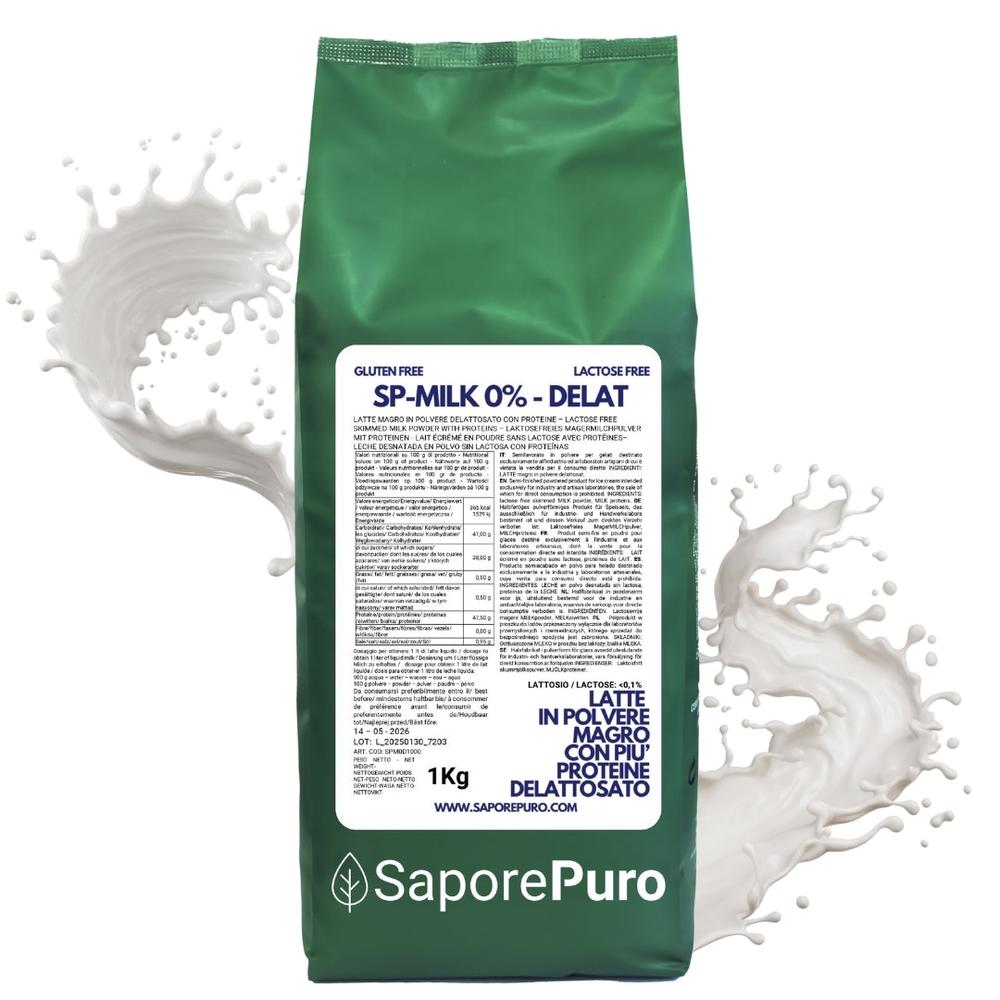 Latte Magro in Polvere DELATTOSATO con più Proteine - sostituto del classico Latte in Polvere senza lattosio per Gelati - SP MILK DELAT - SaporePuro